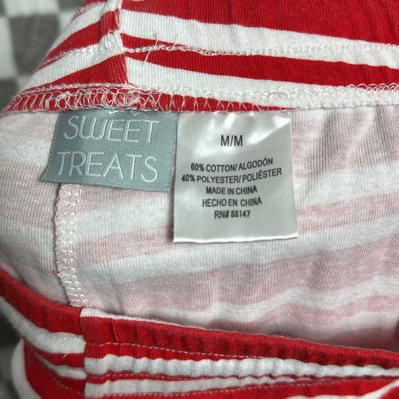 Sweet treats lounge pants sweatpants drawstring medium M red white striped - Picture 3 of 3